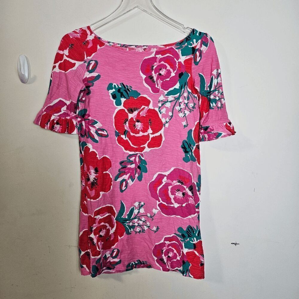Lilly Pulitzer Mini Somerset Dress Ruffle Sleeve Floral Tunic 26257 Womens Pink